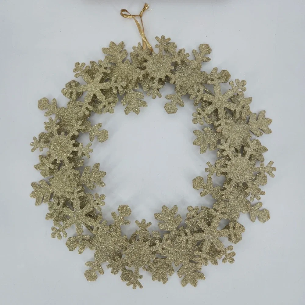 Avon Glitter and Gold 3D Holiday Wreath 14in Snowflake Christmas Decor 2010 Box